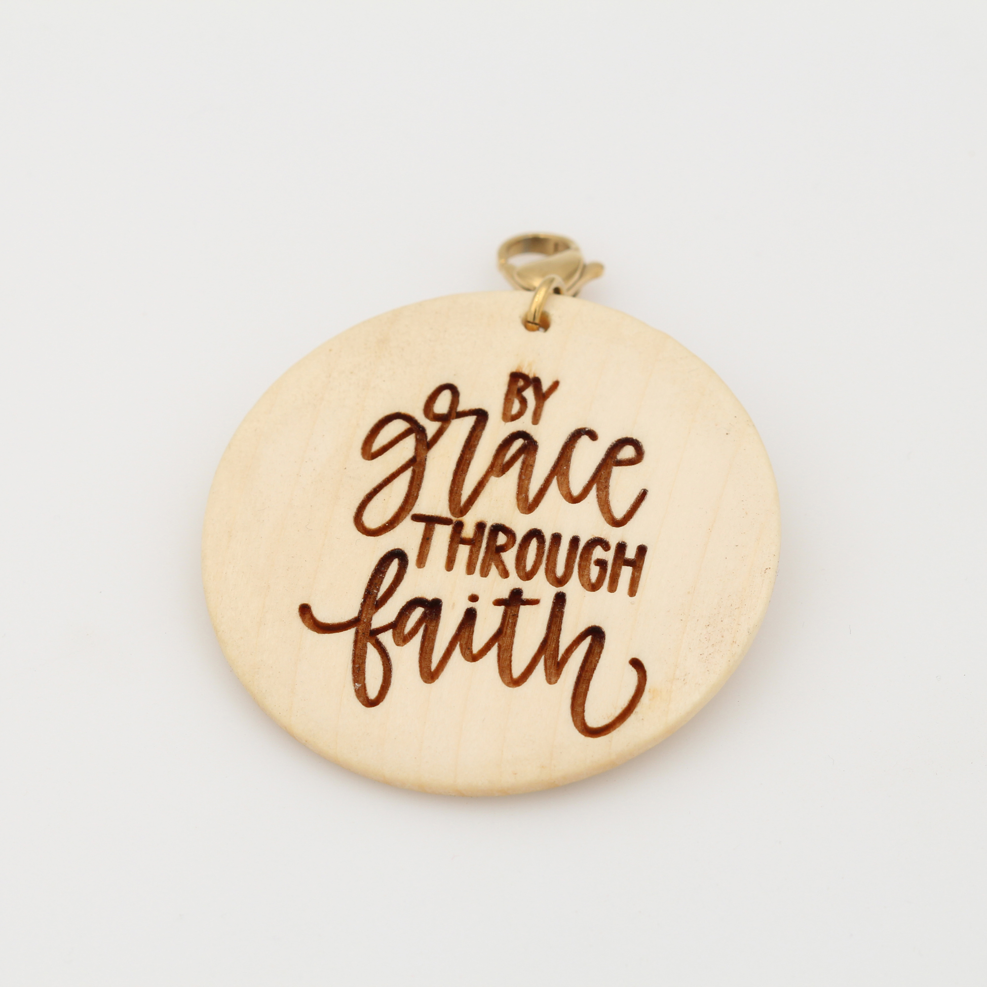 Olive Wood Keychain Wristlet With Engraved Disc Jane